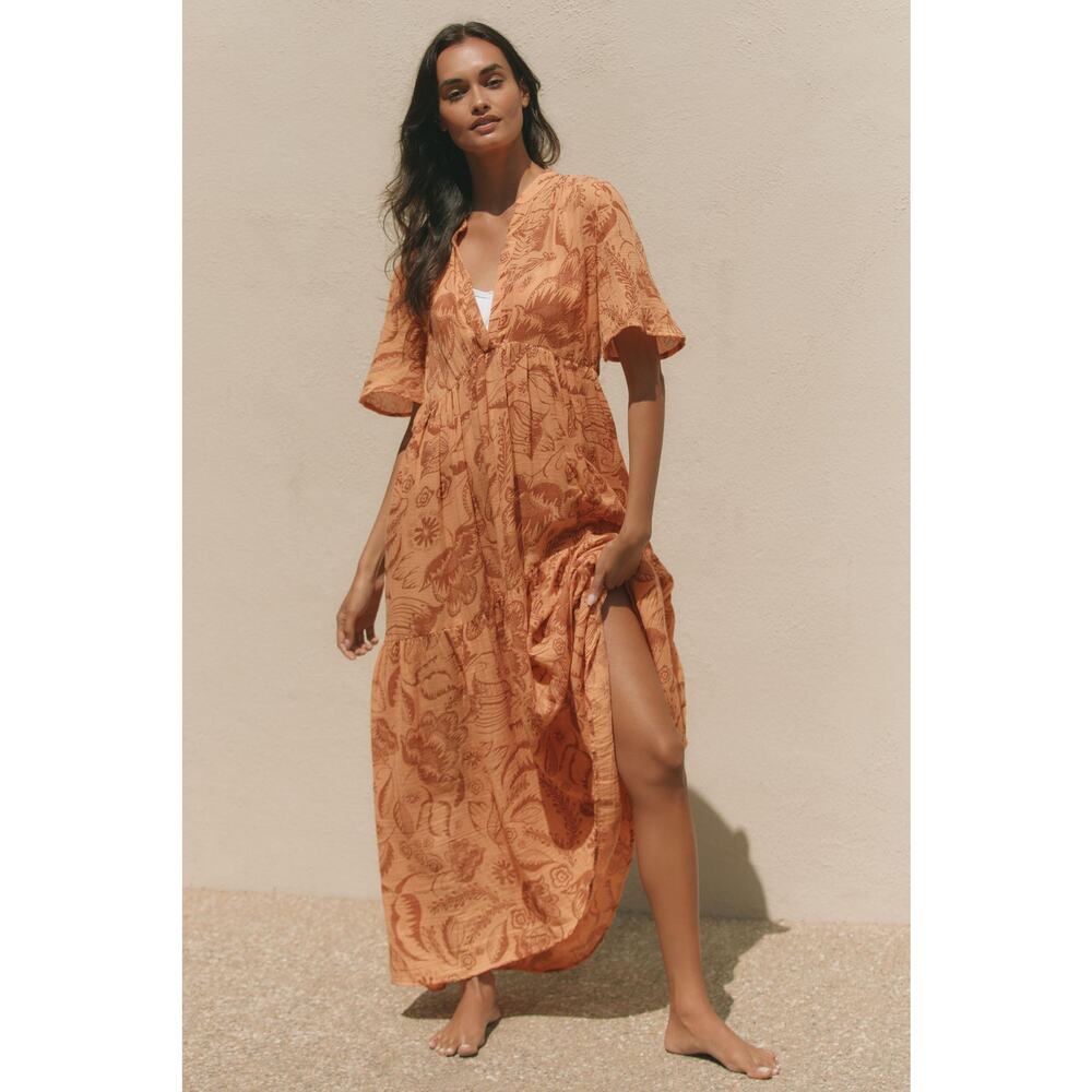 nwt by ANTHROPOLOGIE sz L The Kallie Flowy Maxi Dress: Printed Edition
